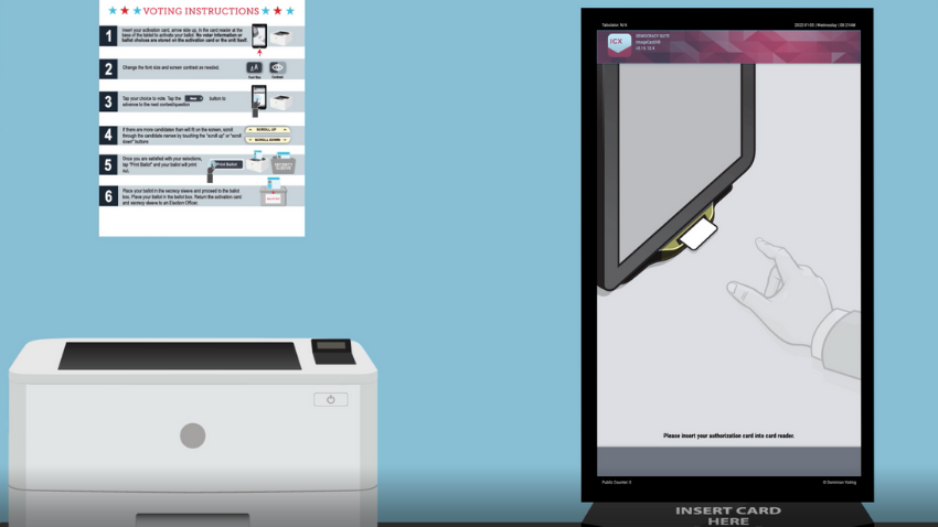 Ballot Marking Device equipment including screen, printer and ballot