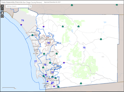 Map of San Diego County State Assembly Districts