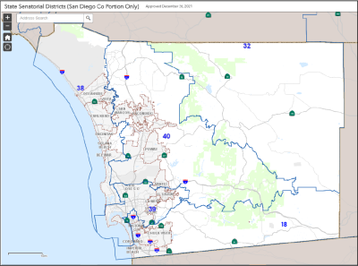 Map of San Diego County State Senatorial Districts