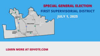 Special general election first supervisorial district April 8, 2025. Learn more at SDVote.com