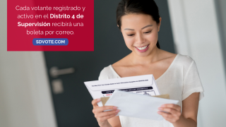 Cada votante registrado activo en el distrito 4 de Supervisión  recibirá una boleta por correo.