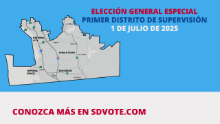 Special primary election first supervisorial district April 8, 2025. Learn more at SDVote.com