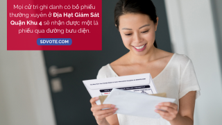 Mọi cử tri ghi danh có bỏ phiếu thường xuyên ở Địa Hạt Giám Sát Quận Khu 4 sẽ nhận được một lá phiếu qua đường bưu điện.